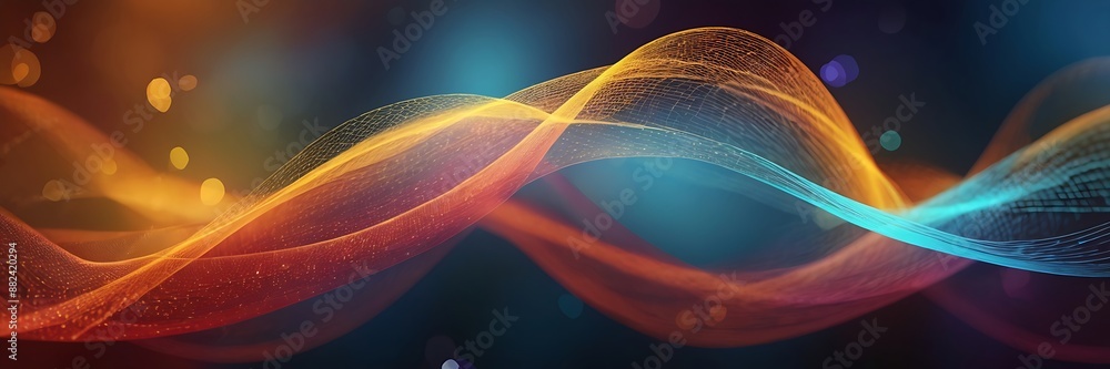 Aufkleber abstract waving particle technology background, dynamic curve science background