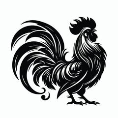 Rooster silhouette illustration on white background