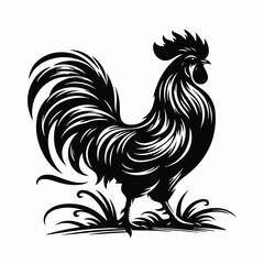 Rooster silhouette illustration on white background