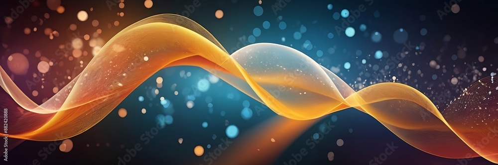 Poster abstract waving particle technology background, dynamic curve science background