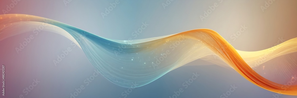 Poster abstract waving particle technology background, dynamic curve science background