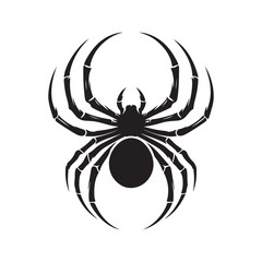 Black spider silhouette vector on white background