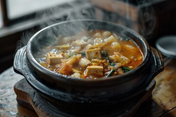 Steaming Bowl of Korean Tofu Soup