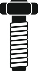 Simple icon of a long metal screw with a hexagonal head being screwed