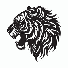 tiger silhouette vector on white background