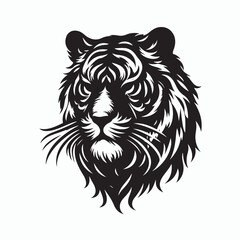 tiger silhouette vector on white background