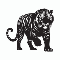 tiger silhouette vector on white background