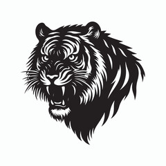 tiger silhouette vector on white background