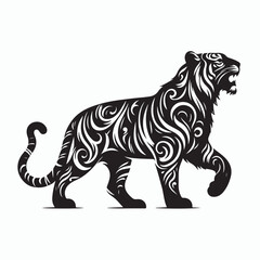 tiger silhouette vector on white background