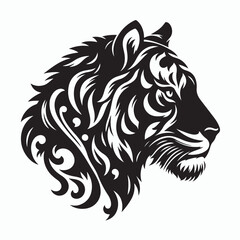 Fototapeta premium tiger silhouette vector on white background