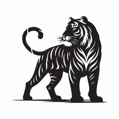 Fototapeta premium tiger silhouette vector on white background