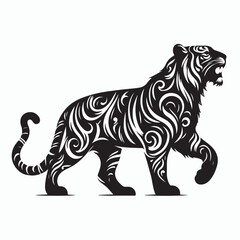 tiger silhouette vector on white background