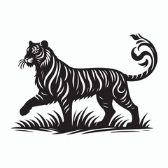 Obraz premium tiger silhouette vector on white background