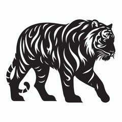 tiger silhouette vector on white background