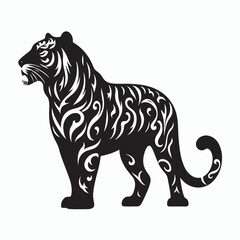 tiger silhouette vector on white background