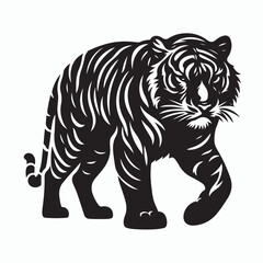 tiger silhouette vector on white background