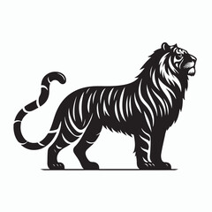 tiger silhouette vector on white background