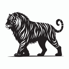 tiger silhouette vector on white background