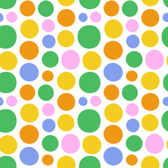 Fun colorful circle doodle seamless pattern. Creative minimalist style art background for children or trendy design with polka dot. Simple childish party backdrop.	

