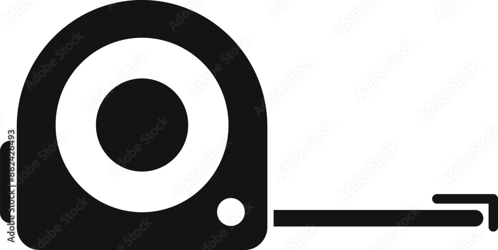 Poster simple black icon of a measuring tape, a tool used to determine length