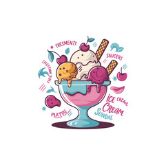 Tasty Ice cream vector illustration