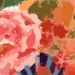 Naklejka premium Oil paintings and various flowers such as cats, dogs, roses, peonies, flowers, and birds are beautiful