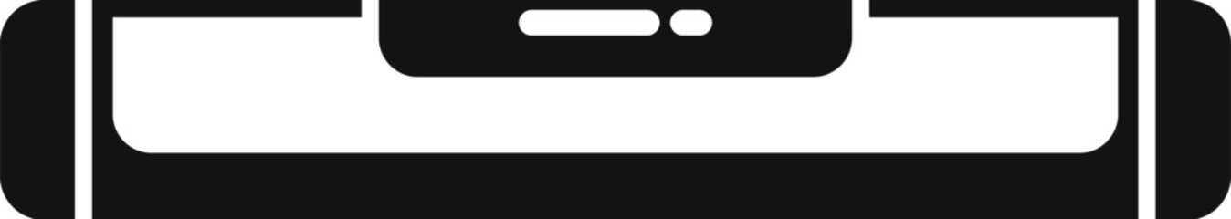 Obraz premium Black silhouette of a spirit level, a tool used in construction to ensure a surface is level