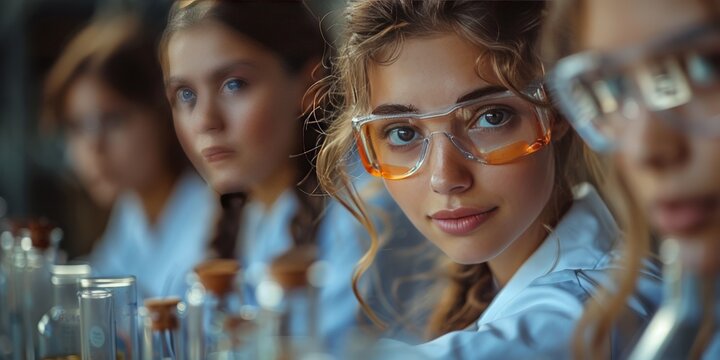 High school students participating in a science olympiad