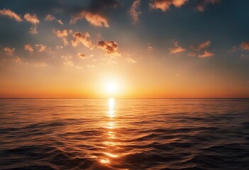 Obraz premium rise sky wild nature sea sunset red sun big ocean