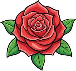 Color red rose vector art illustration