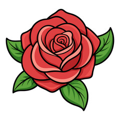 Color red rose vector art illustration