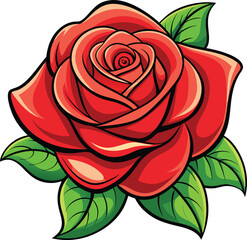 Color red rose vector art illustration