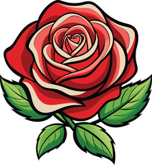 Color red rose vector art illustration