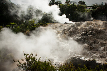 Geothermal Landscape with Rising Steam