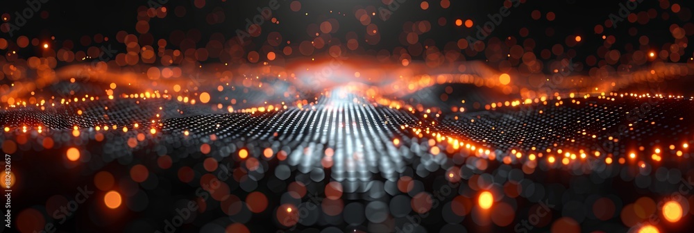 Poster Mesmerizing Abstract Binary Code Pattern Illuminated by Glowing Orange Lights
