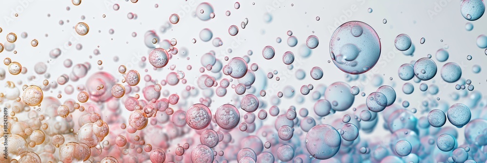 Poster detailed view of various colored bubbles suspended in a liquid solution