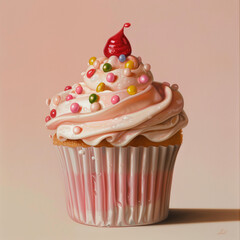 cupcake with pink frosting