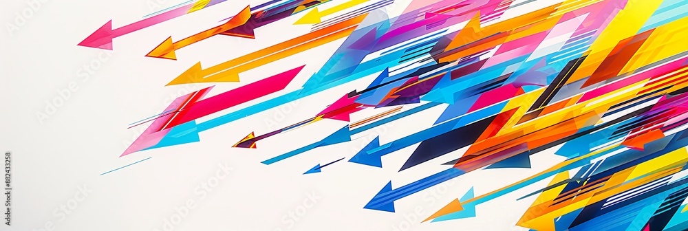 Poster Colorful Arrow Burst Design With Dynamic Overlap on a White Background