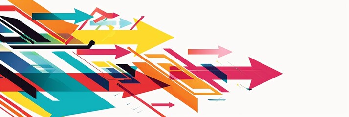 Vibrant and Abstract Design Featuring Colorful Arrows on a White Background