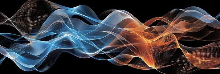 Abstract Digital Artwork Showcasing Fluid Blue and Orange Lines With Vibrant Movement