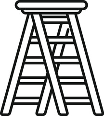 Folding step ladder is standing and waiting for housework