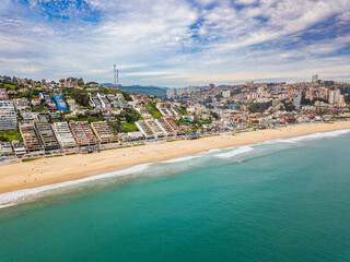 Reñaca, Viña del Mar, Chile. Aerial view of Reñaca beach