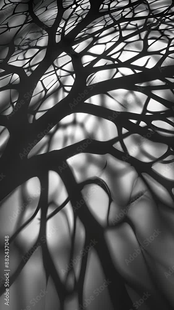 Poster soft shadows form intricate patterns mesmerizing the viewer in an abstract masterpiece. black and wh
