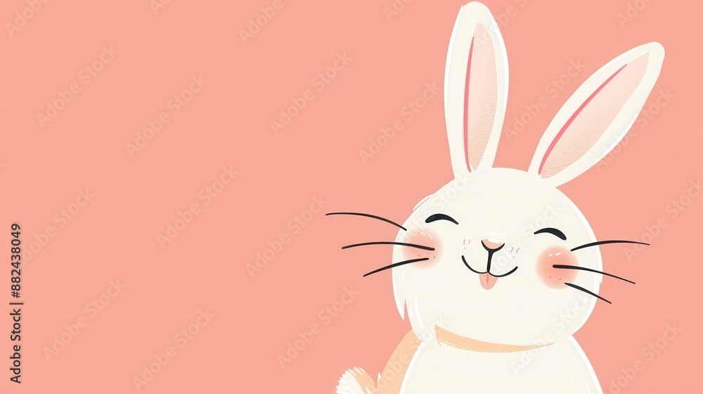 Sticker a cartoon bunny with a pink background