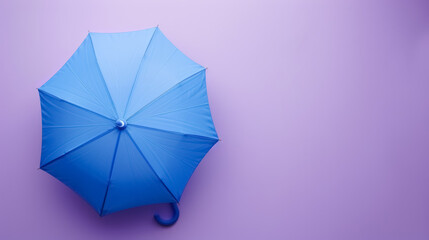 blue umbrella on minimalistic pastel purple background