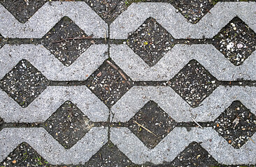 Seamless texture, garden stone block pavement with soil inside