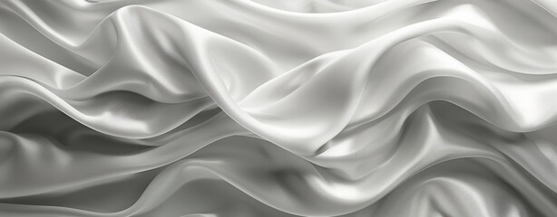 Fototapeta premium Close Up of Wrinkled Silver Fabric With Soft Light