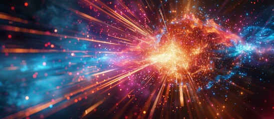 Obraz premium Abstract Space Scene With Streaks of Light and Swirling Nebulae