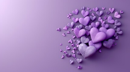 Minimalist lavender heart shaped abstract 3d rendering with empty space for design composition