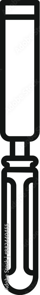 Poster minimalist line icon of a chisel, a woodworking hand tool with a shaped cutting edge at the end